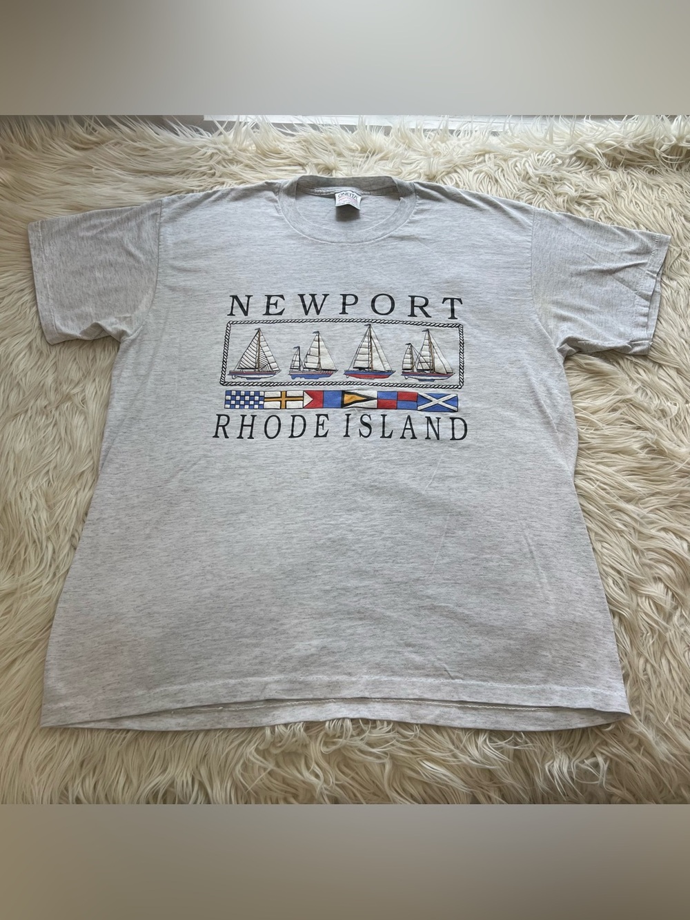 Vintage 90s Newport Rhode Island Oneita Graphic T-Shirt Size XL Sailing Boat RI